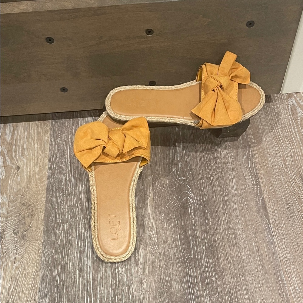 LOFT Women's Mustard Bow Espadrille Slides